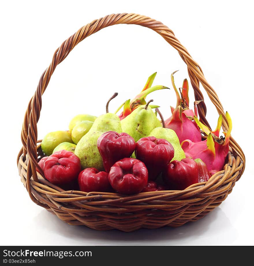 Fruit basket on white Background