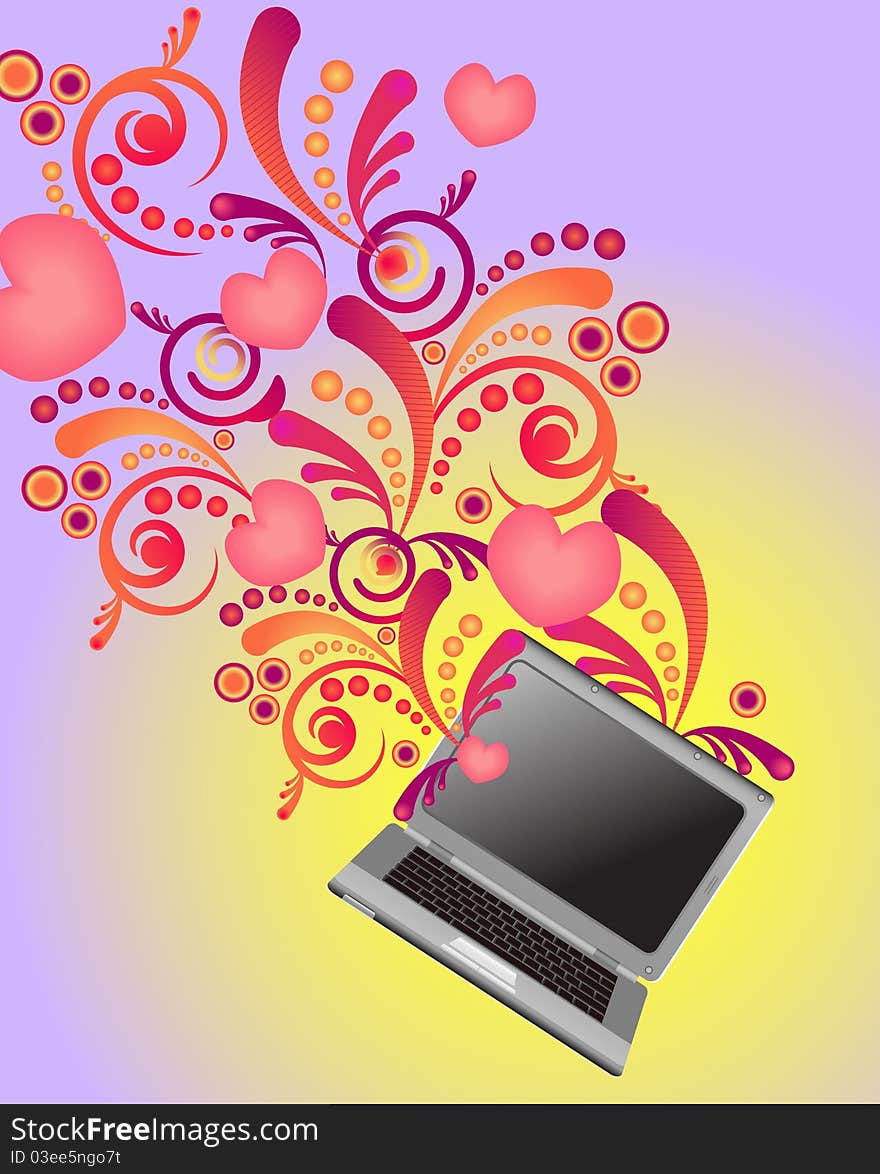 Laptop with floral elements