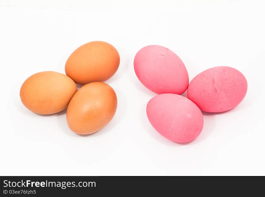 Different group of egg on white background