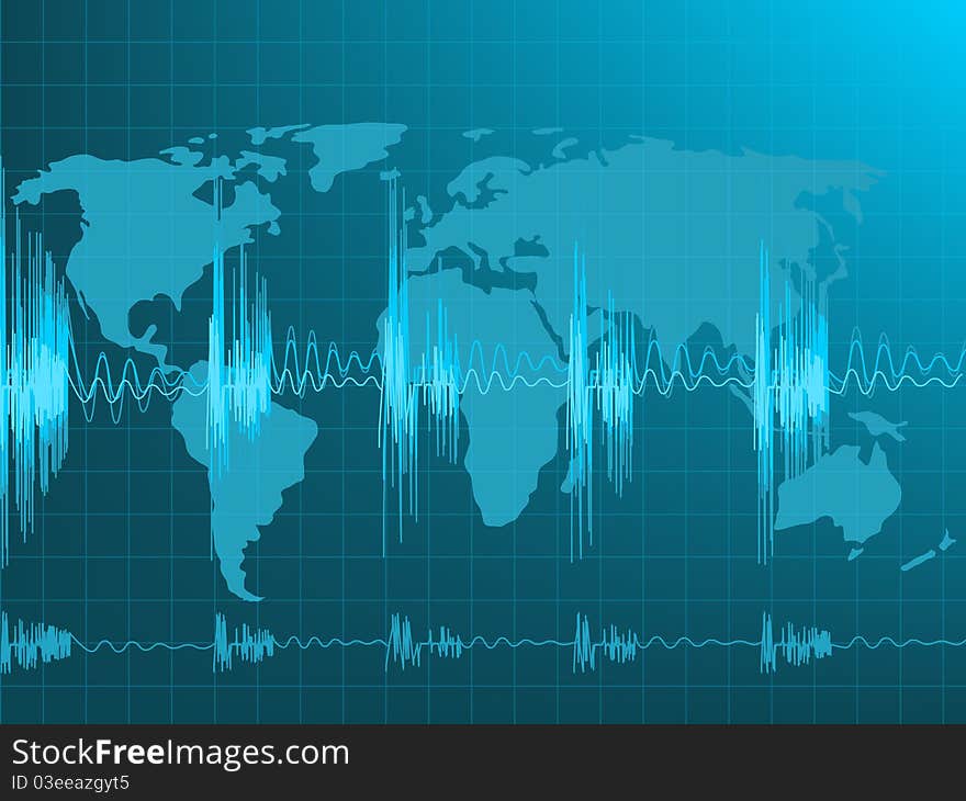 World map with an equalizer. World map with an equalizer