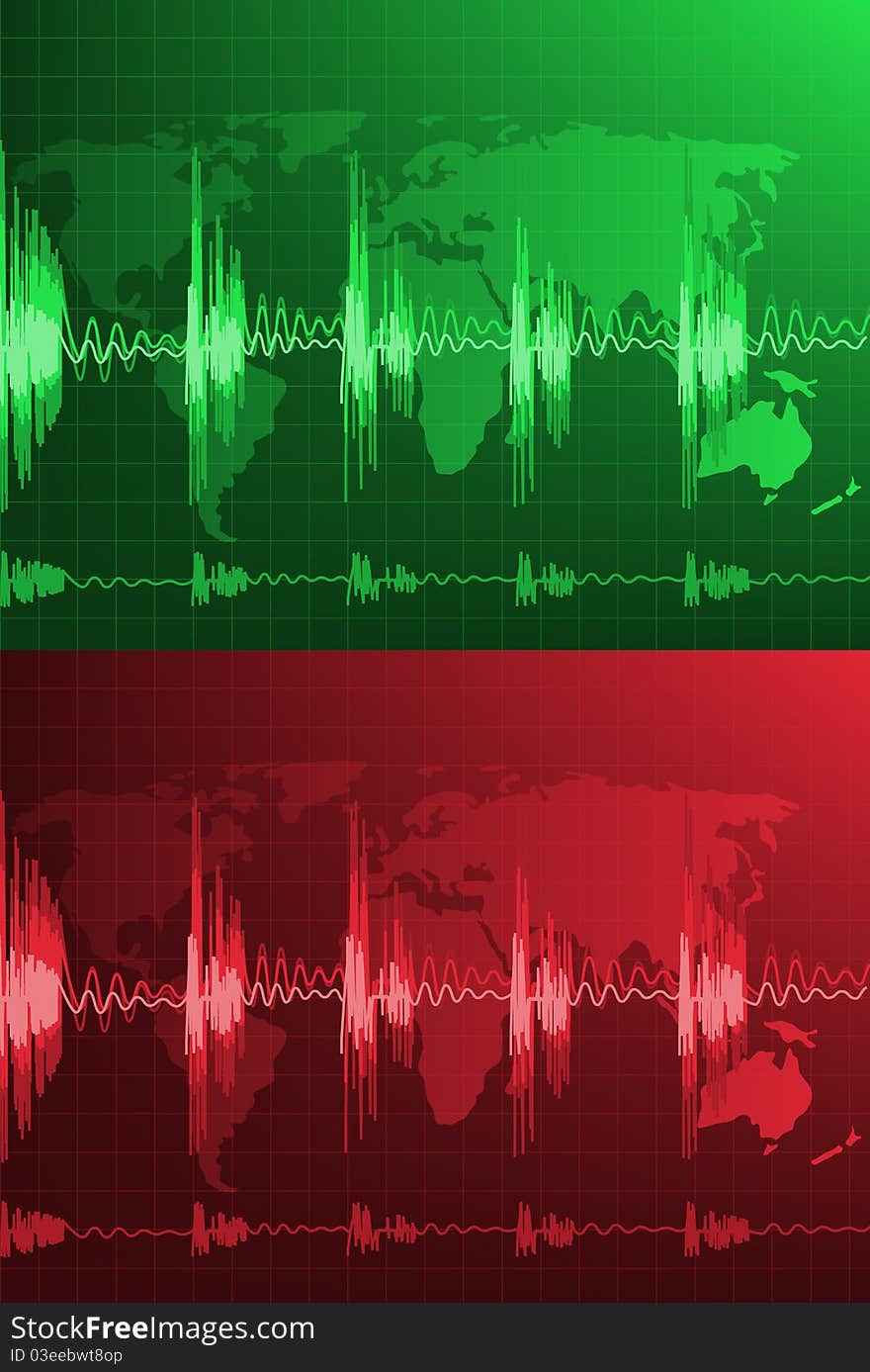 World map with an equalizer. World map with an equalizer