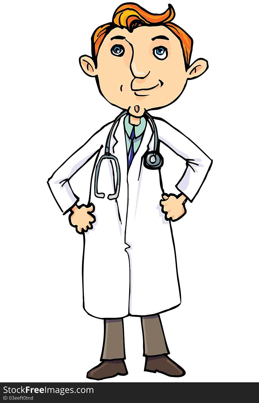 Cartoon Doctor In White Coat