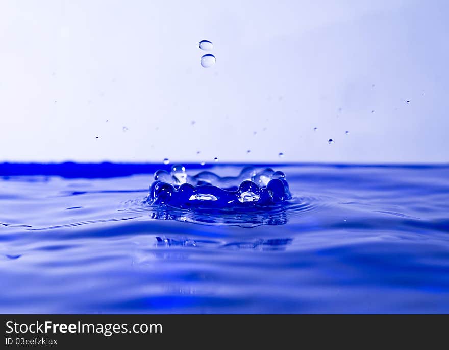 Two tiny drops of water seen going into a crown-in  the making. Two tiny drops of water seen going into a crown-in  the making