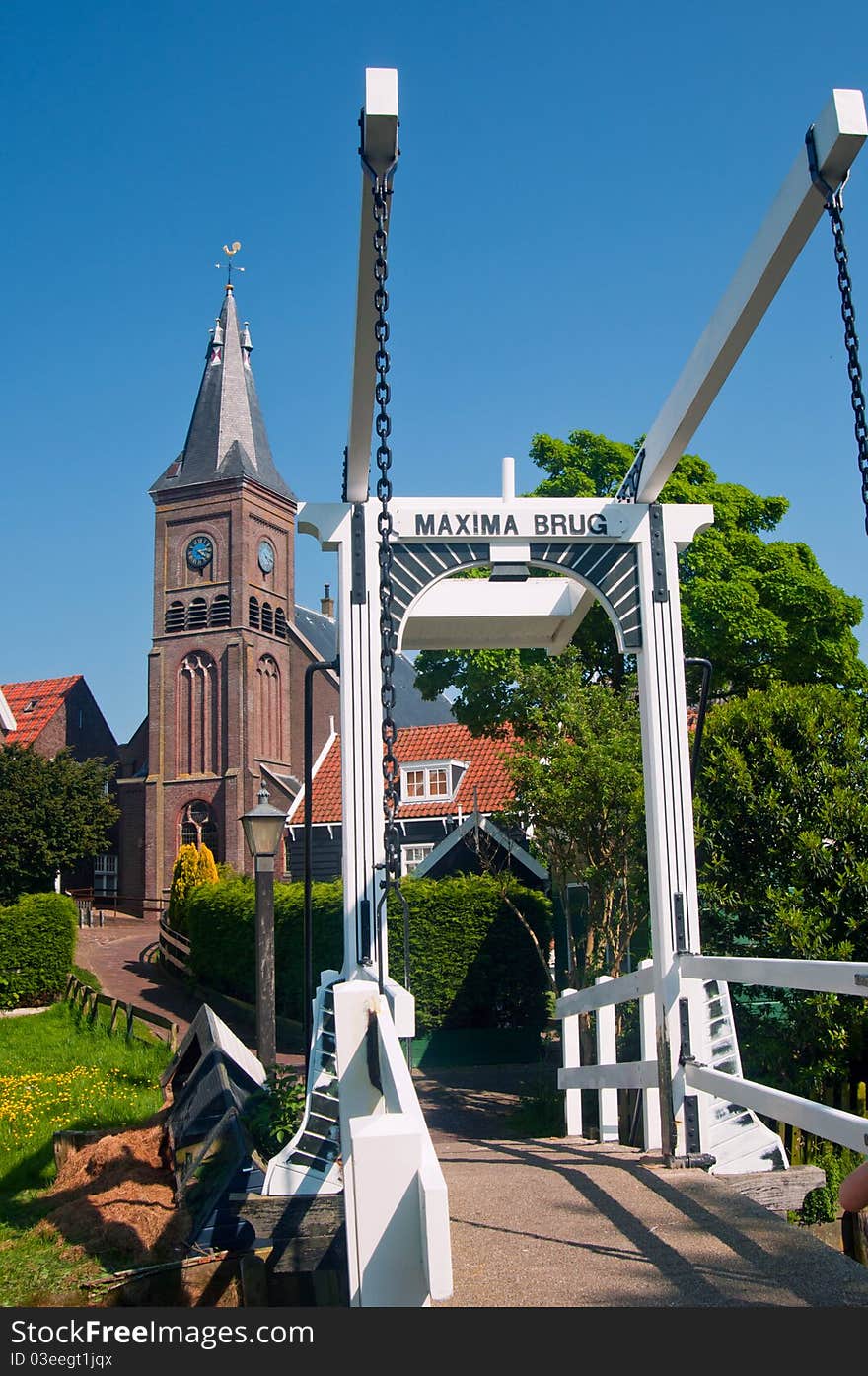 Maxima bridge in the village Marken the Netherlands. Maxima bridge in the village Marken the Netherlands