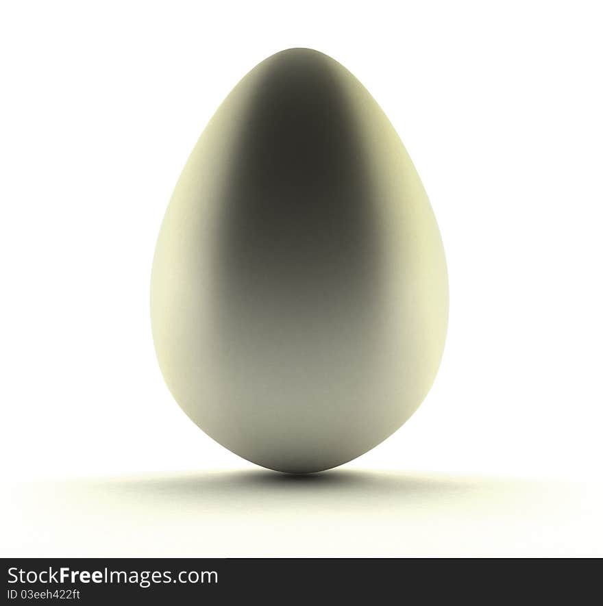 Image of silver egg over white