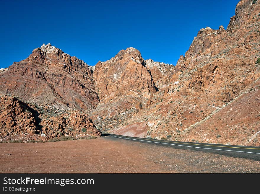 Road in the rocks in Arizona desert