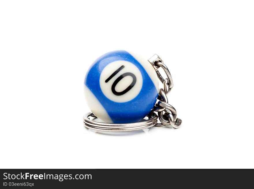 Blue billiard ball isolated on a white background