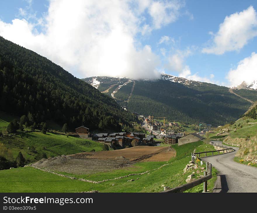 Vall D Incles And Small Village In Andorra