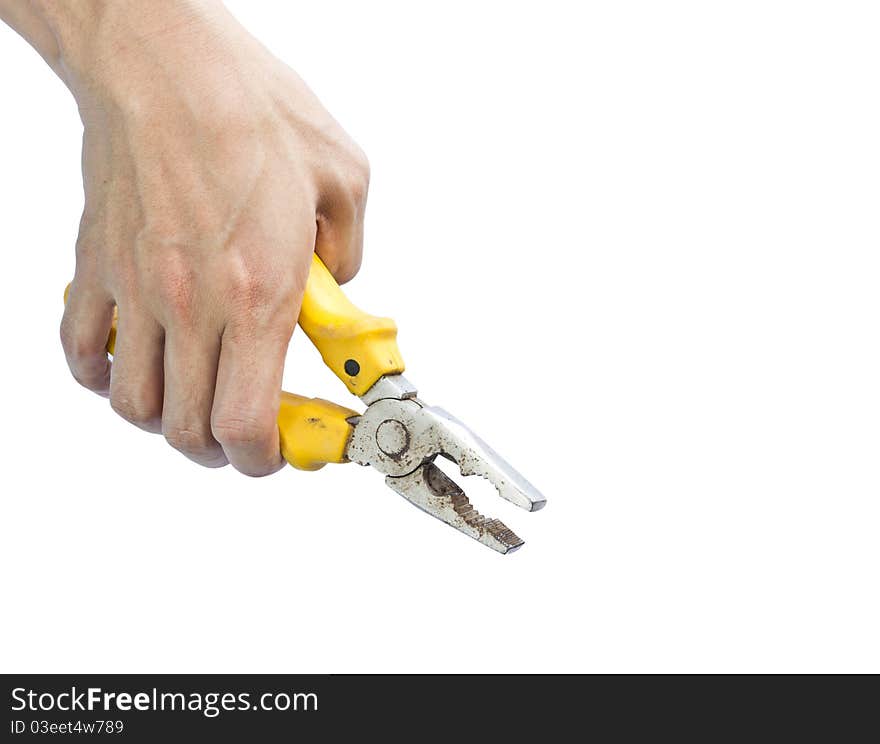 Hand holding a pliers