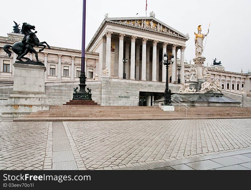 View on Building of Parliament, Vienna, Austria