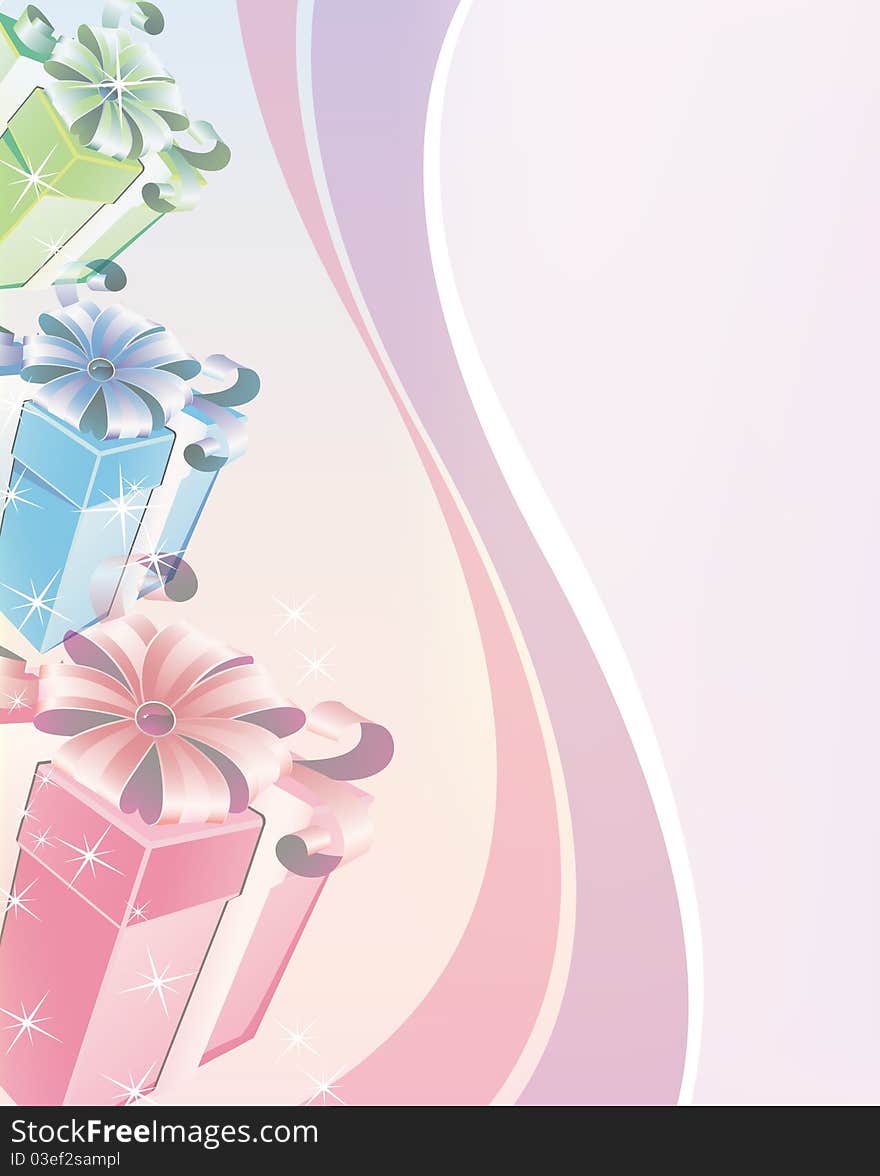 Gift boxes with ribbons