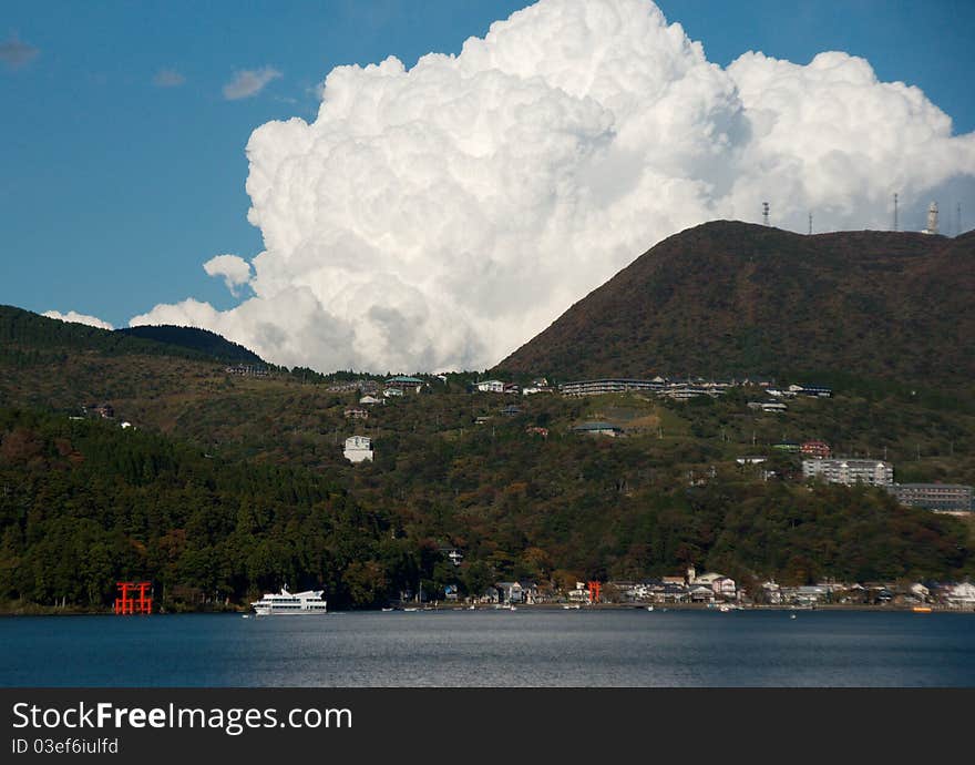 Ship trip in ashi lake, Japan