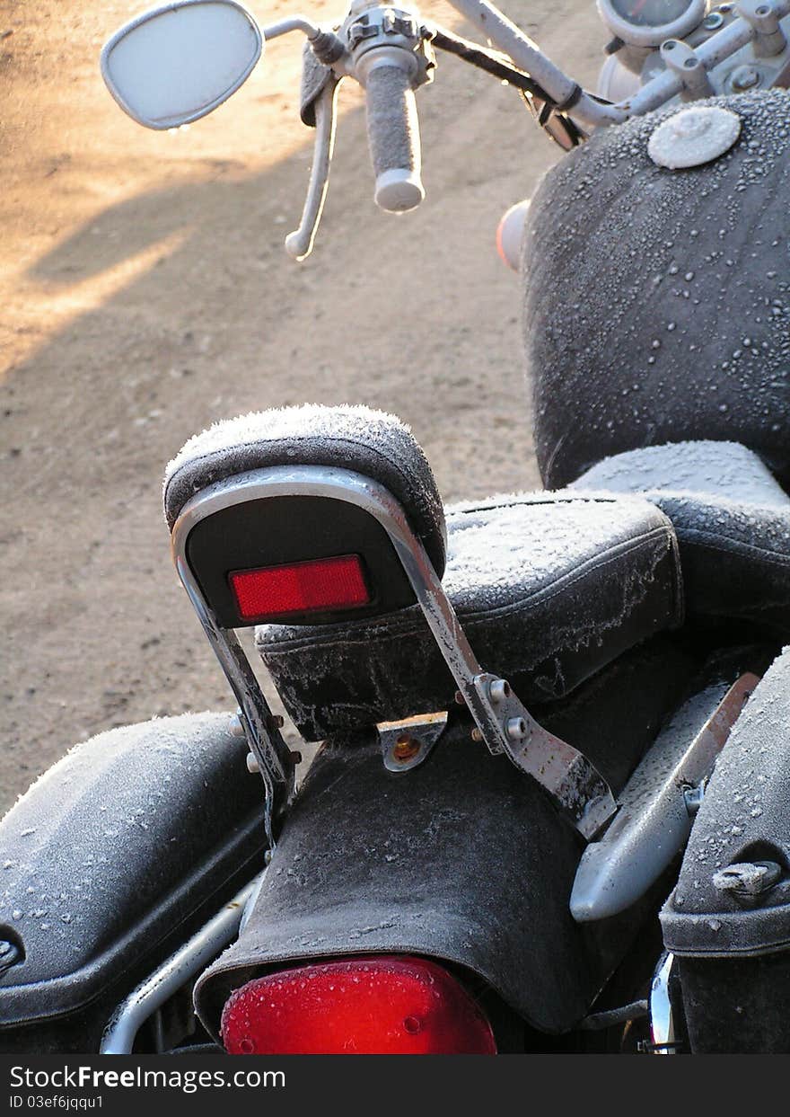 Motorbike with frost covering