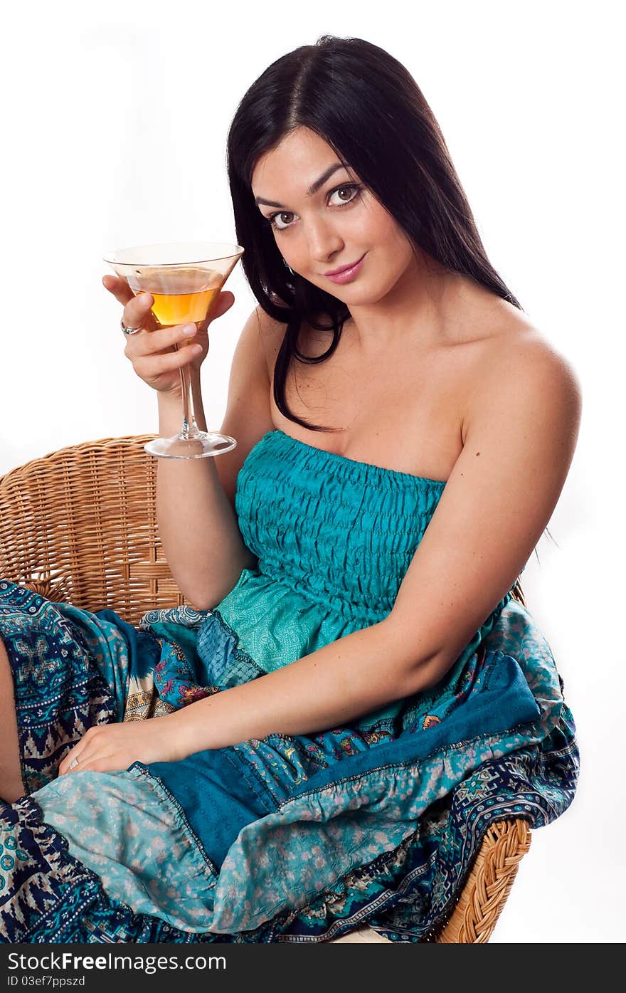 Girl with a glass of martini. Girl with a glass of martini