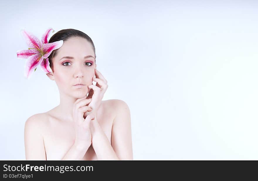 Young girl on an isolated background