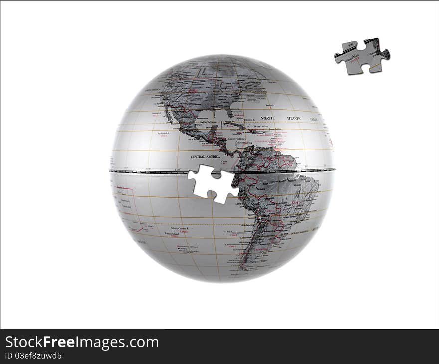 A world globe isolated aqainst a white background