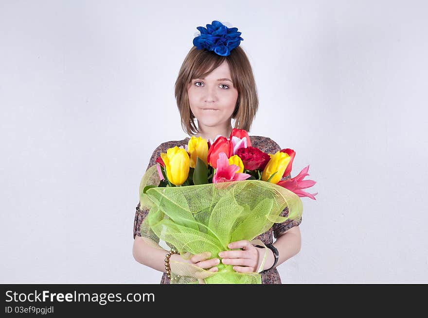 Young girl on an isolated background