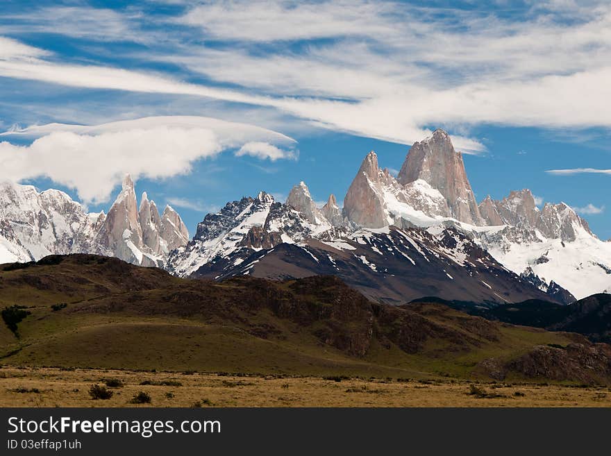 Landscape of Cerro Torre and Monte Fitz Roy. Landscape of Cerro Torre and Monte Fitz Roy