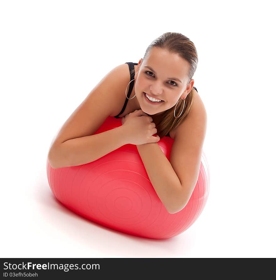 Girl Leaning On Exercise Ball