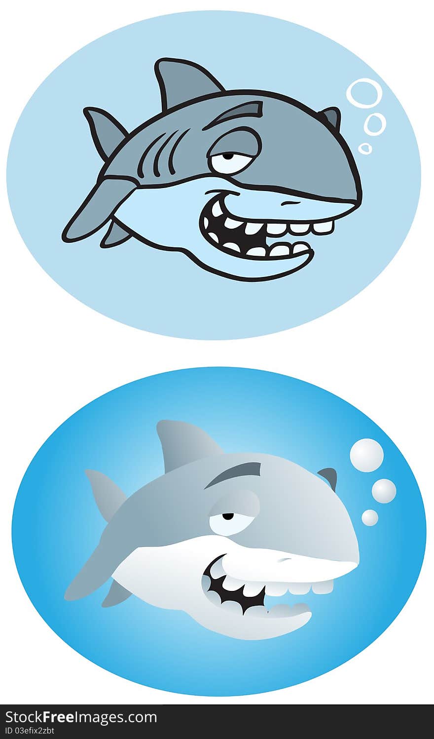 An old shark with sharp-less teeth. Two styles to choose from.