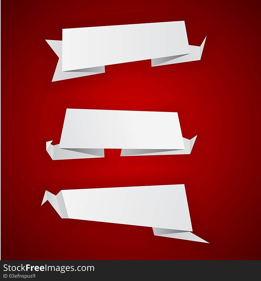 Origami paper sheets on red. Vector EPS8. Origami paper sheets on red. Vector EPS8.