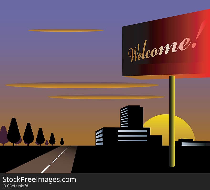 City landscape and sunset background. City landscape and sunset background.