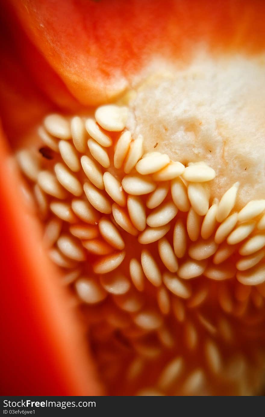 Seeds of pepper close up extreme macro