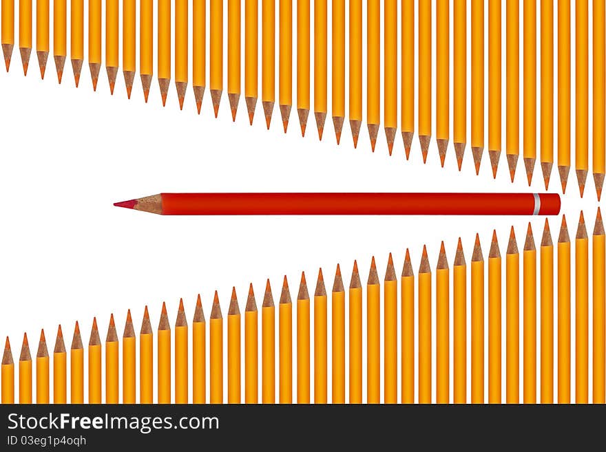 Colored crayons, arranged as opened mouth with red tounge and spikey teeth. Colored crayons, arranged as opened mouth with red tounge and spikey teeth