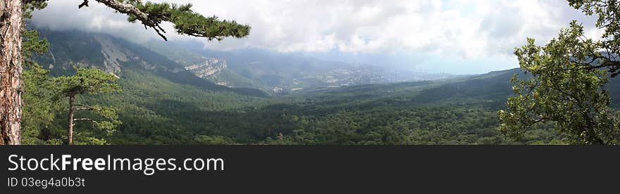 View of Yalta in the form of panoramas. View of Yalta in the form of panoramas