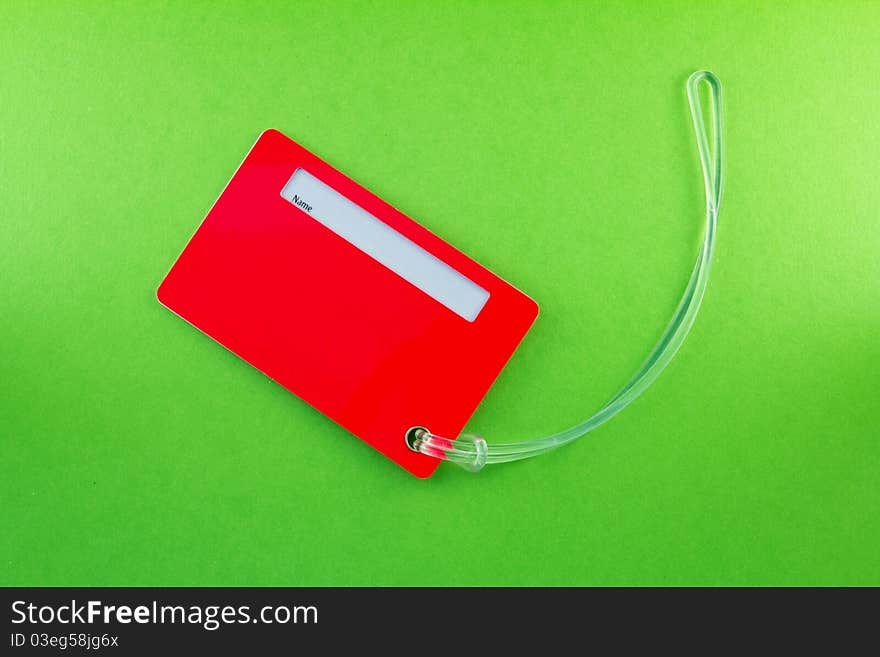 Name Tag for Luggage isolated on green background. Name Tag for Luggage isolated on green background