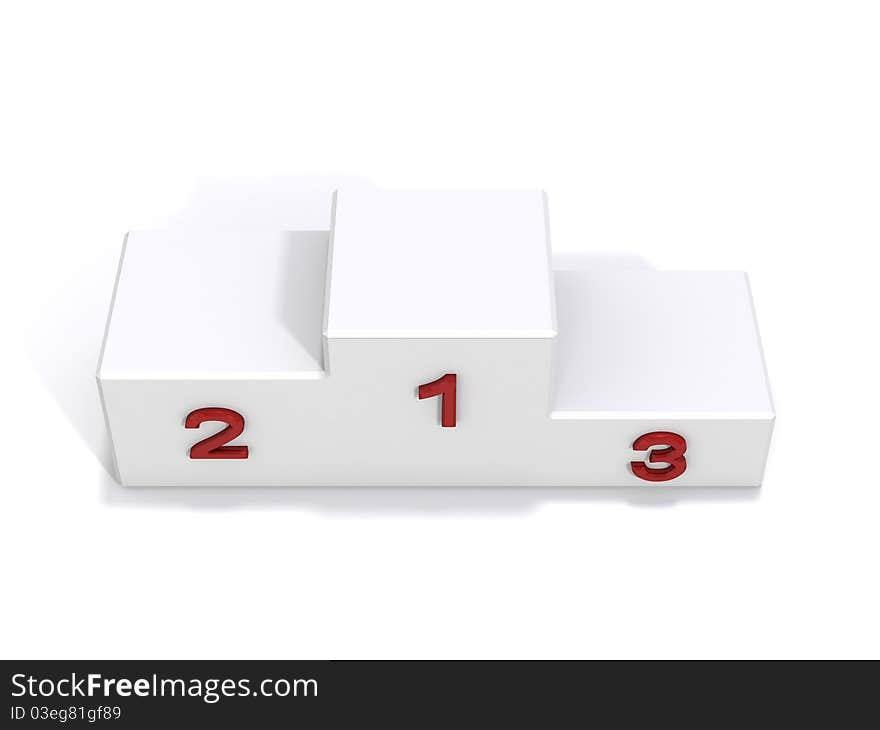 White empty pedestal with red numbers. White empty pedestal with red numbers