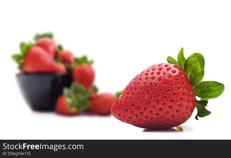 Fresh strawberries on a white background