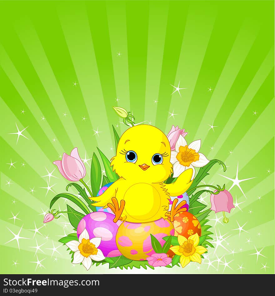 Beautiful Easter chick background