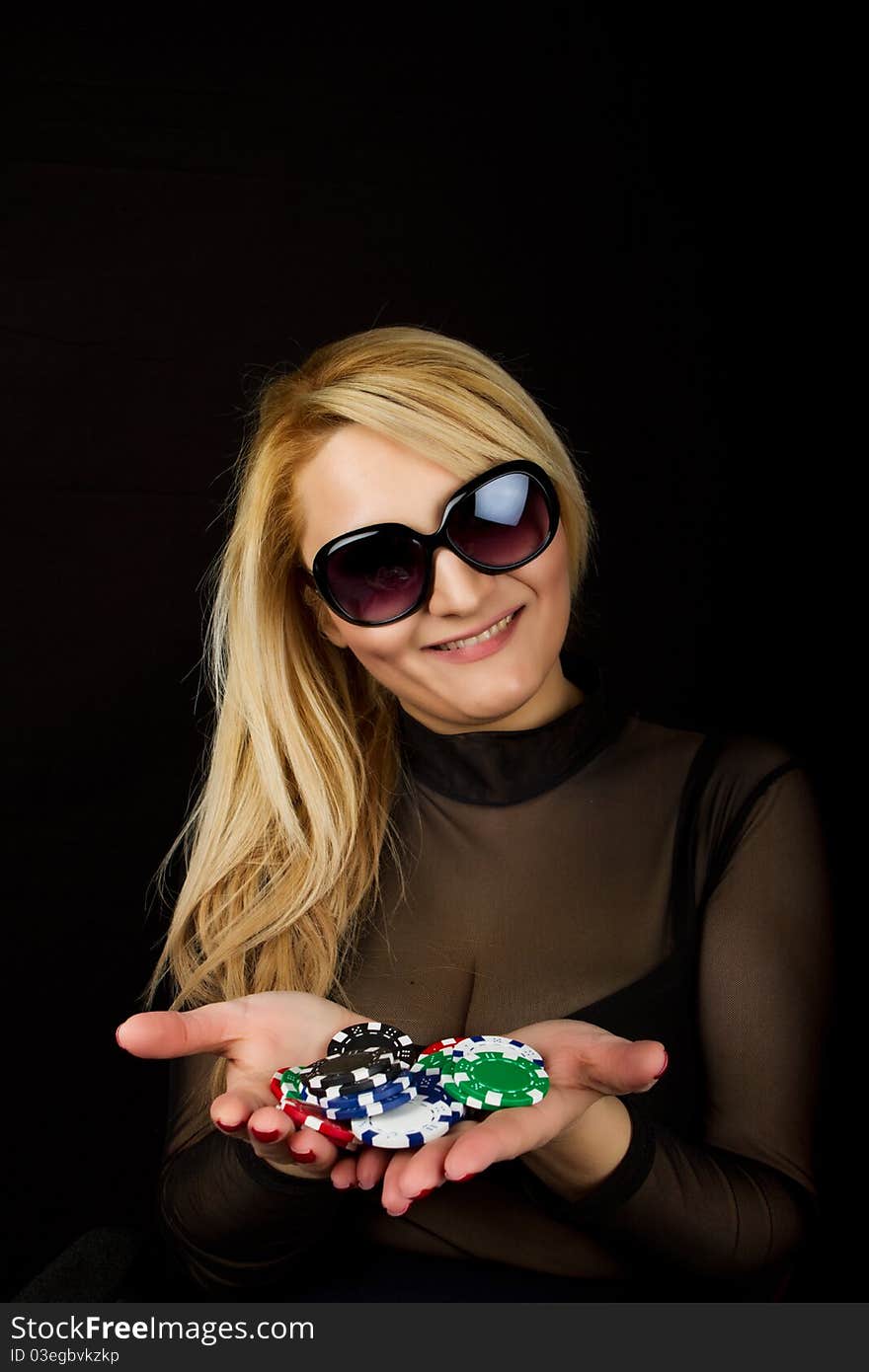 Sexy Blond with Poker Chips