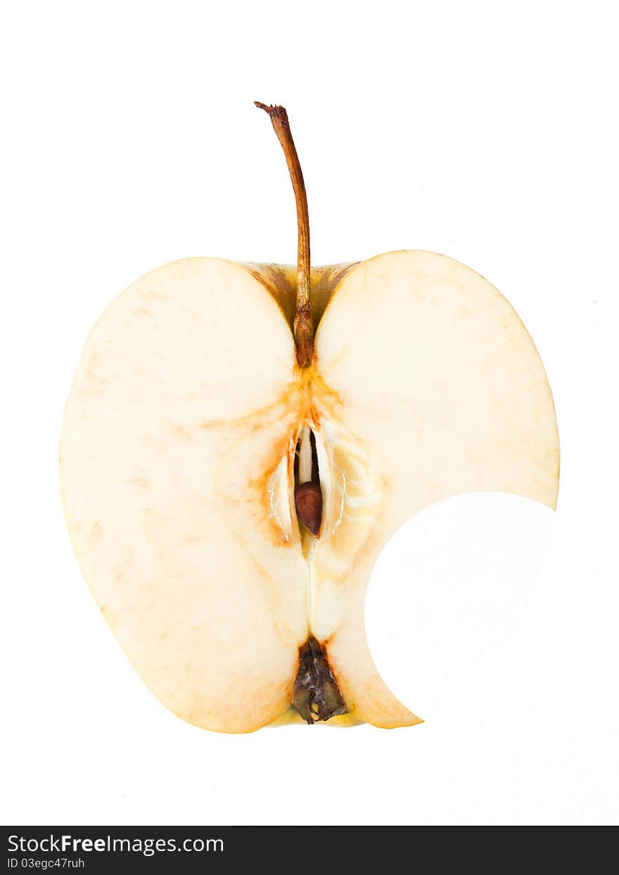 Half of a yellow apple