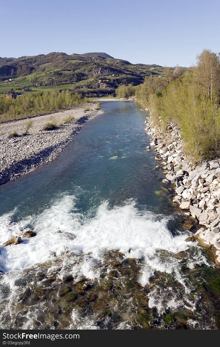 Views of creek and rapids from the bridge. Views of creek and rapids from the bridge