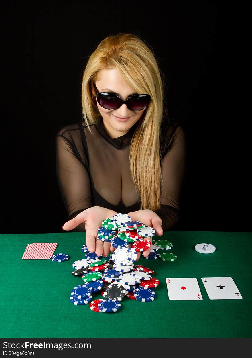 Sexy Blond Playing Poker