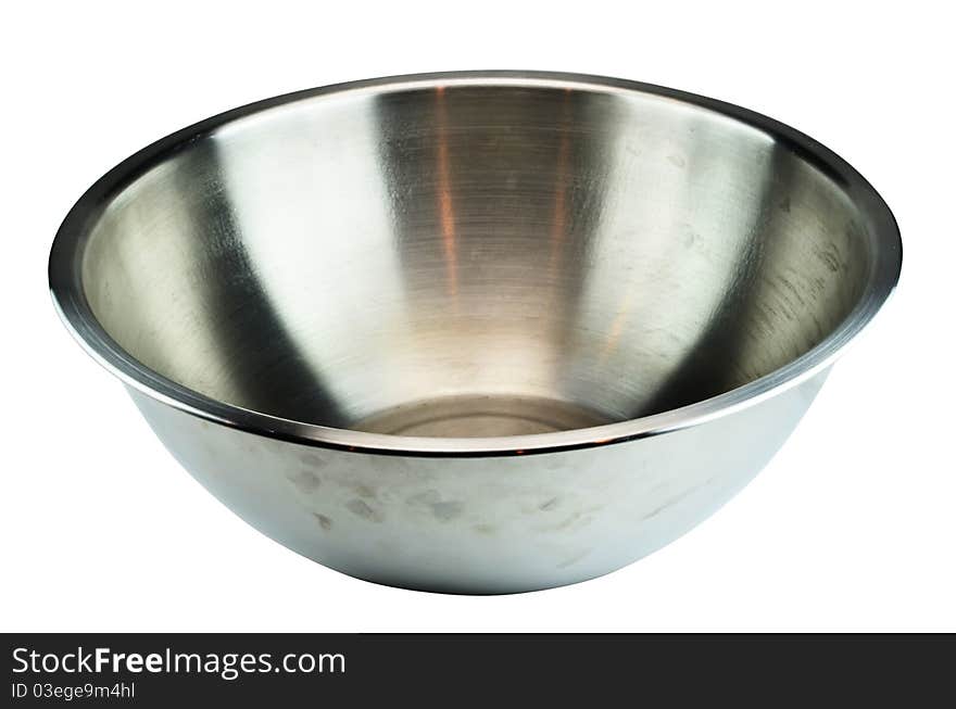 Empty Stainless Basin Isolate On White Background