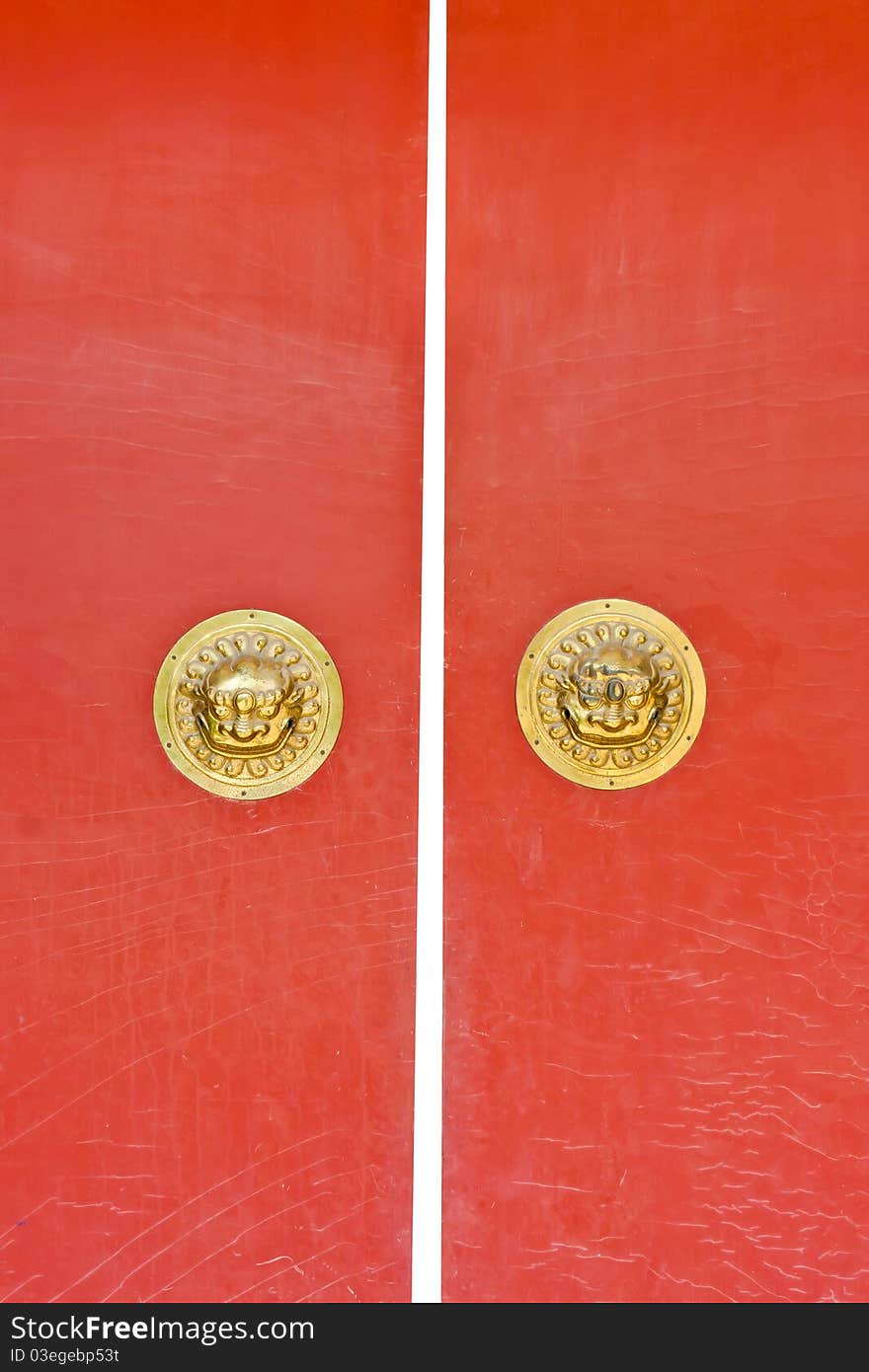 Chinese traditional residential red wooden door in Beijing. Chinese traditional residential red wooden door in Beijing