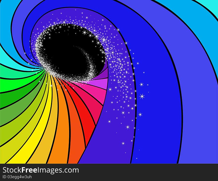 Rainbow swirl with sparkling tail. Rainbow swirl with sparkling tail