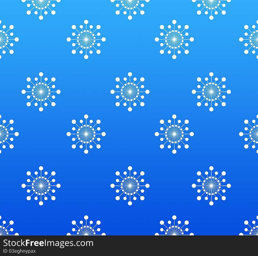 Seamless blue background with white snowflakes: abstract illustration. Seamless blue background with white snowflakes: abstract illustration