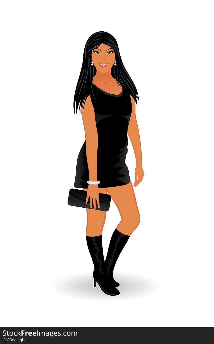 Illustration fashion glamor girl isolated - vector