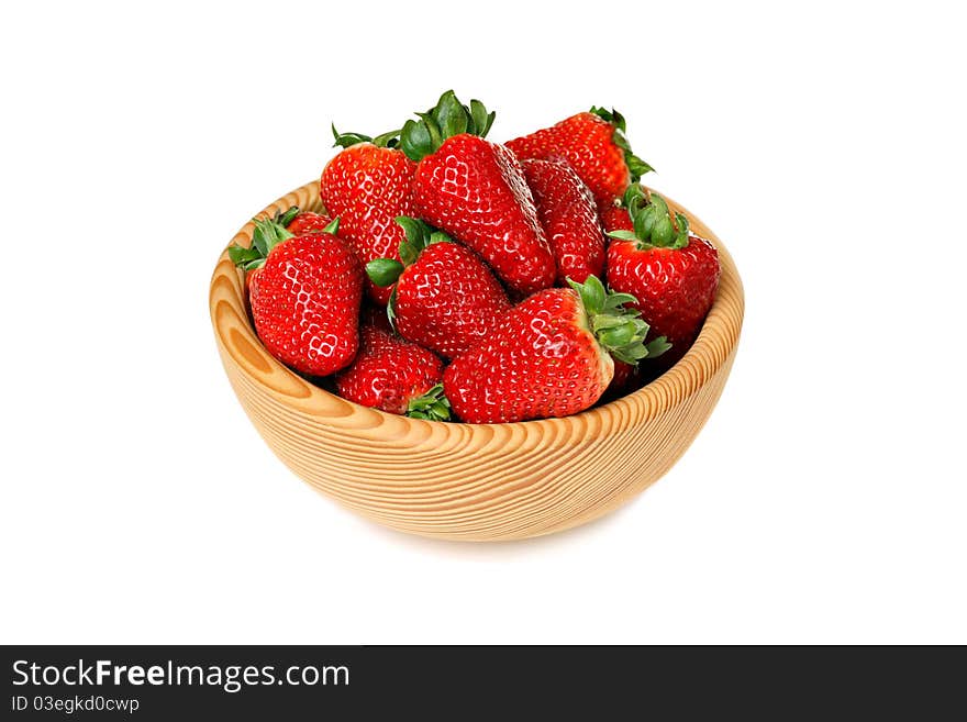 Strawberries in wooden bowl