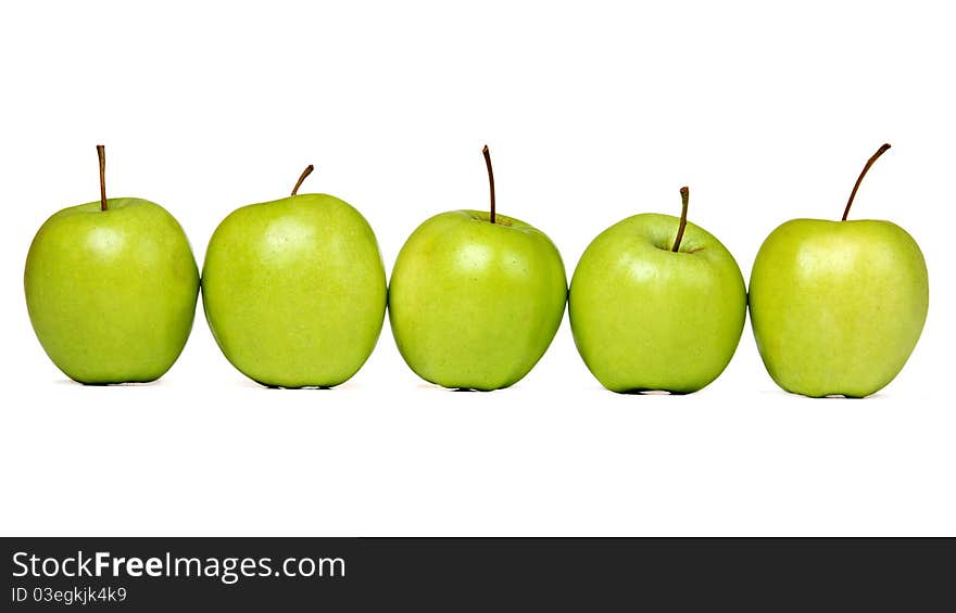 Fresh green apples, isolated on white