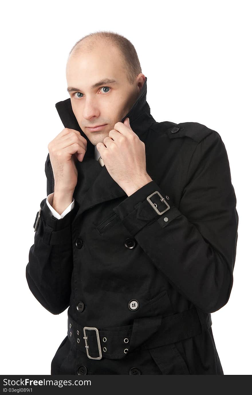 Close-up portrait of freezing young man