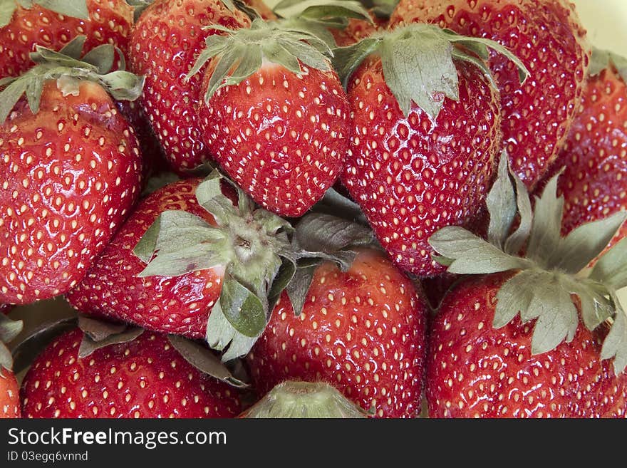 Group of strawberries on group