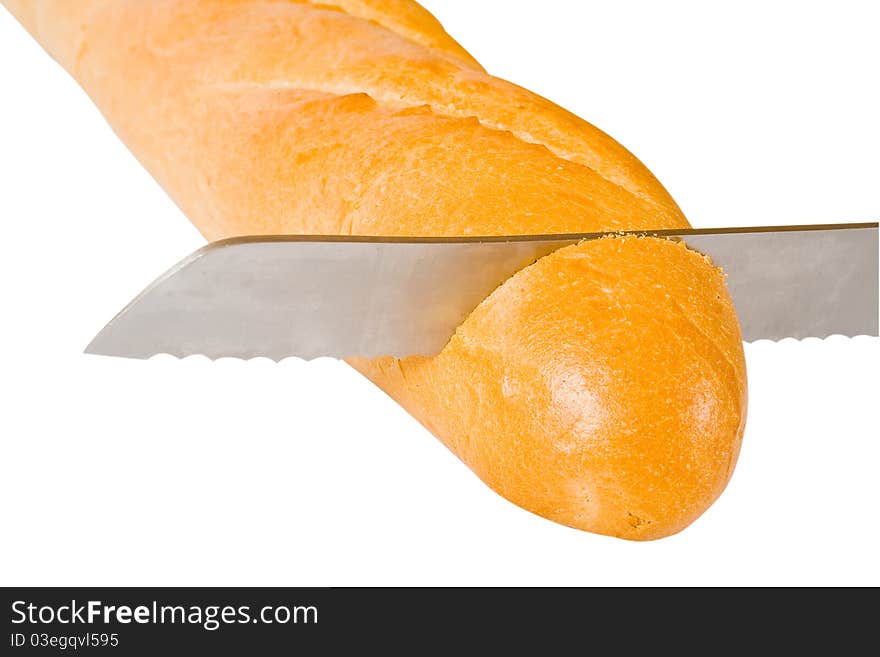 Knife Cuts Bread