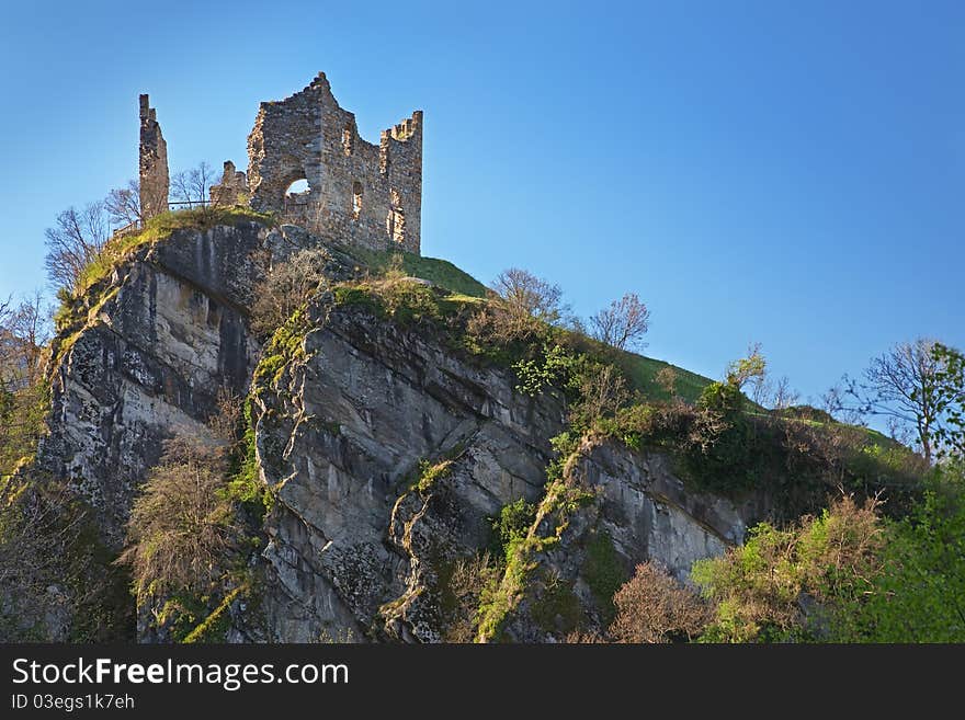 Ruins of the ancient Cimbergo’s castle, XII century, in the North of Italy. Brixia province, Lombardy region. Ruins of the ancient Cimbergo’s castle, XII century, in the North of Italy. Brixia province, Lombardy region