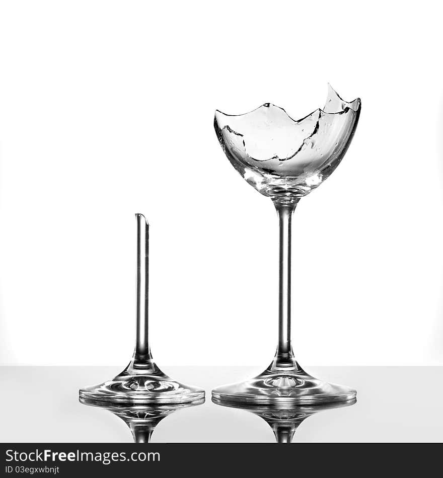 Broken Wineglasses Isolated