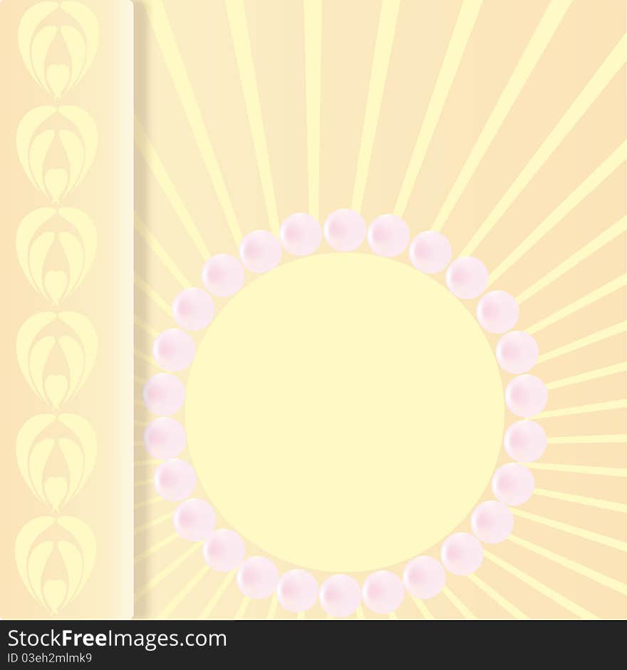 Decorative background with round frame as sun